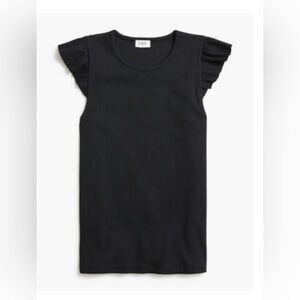 Women’s Black Ribbed Ruffle Sleeve Top